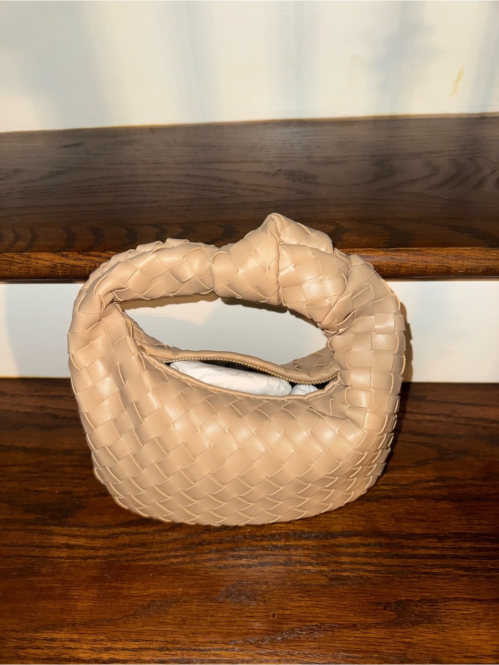 Urban Expressions Woven Shoulder Bag Nude/Taupe Vegan Leather Hobo Purse